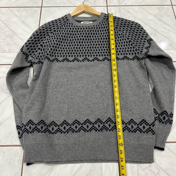 Goodthreads 100% Lambswool Fair Aisle Mens Size Medium Gray Sweater Cozy Holiday - Picture 7 of 9